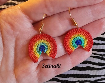 Crochet Rainbow Earrings Miniature Microcrochet