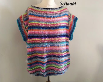 Rainbow Mohair Vest Cardigan Oversized Soft Feel Neon Colors