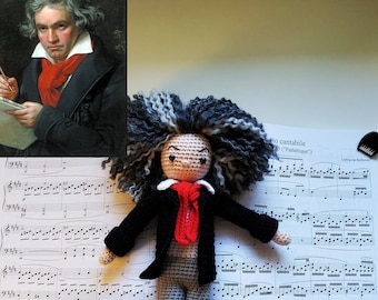 Crochet Beethoven Doll Stuffed 30 cm Toy Music Decoration Amigurumi 12 inches