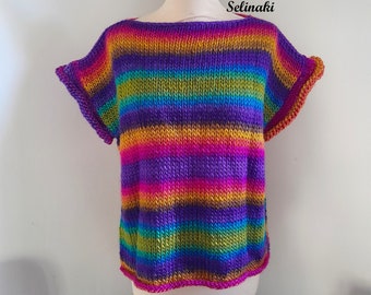 Rainbow Vegan Vest Cardigan Neon Colors