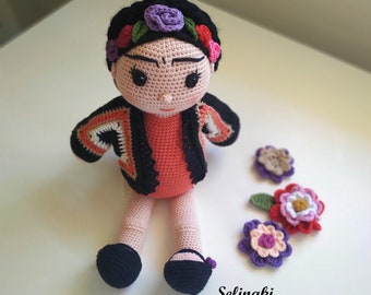 Crochet Baby Frida Doll Amigurumi Toy Decoration with Jacket and Shoes