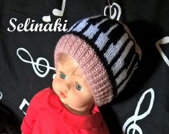 Newborn Baby Knit Piano Music Hat Keyboard Pink Beanie 0-4 months