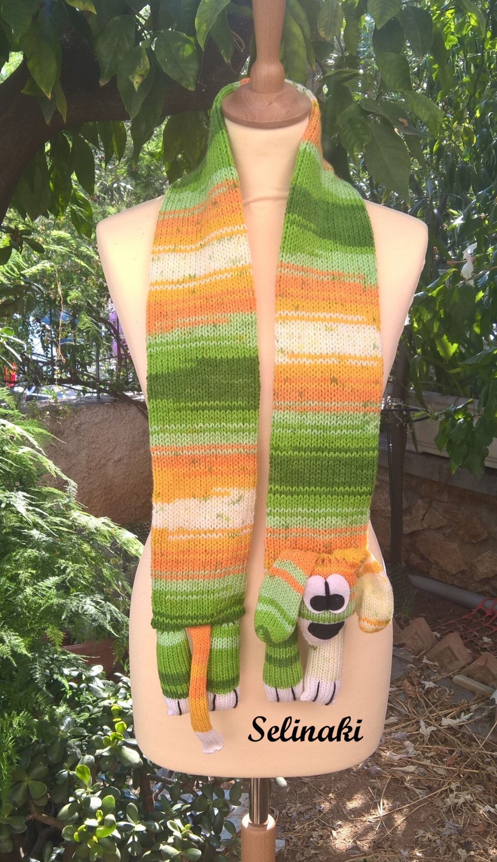 Knit Dog Scarf Green Yellow Animal Scarf for Kids and Adults Etsy