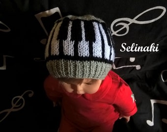Newborn Baby Knit Piano Music Hat Keyboard Gray Beanie 0-4 months