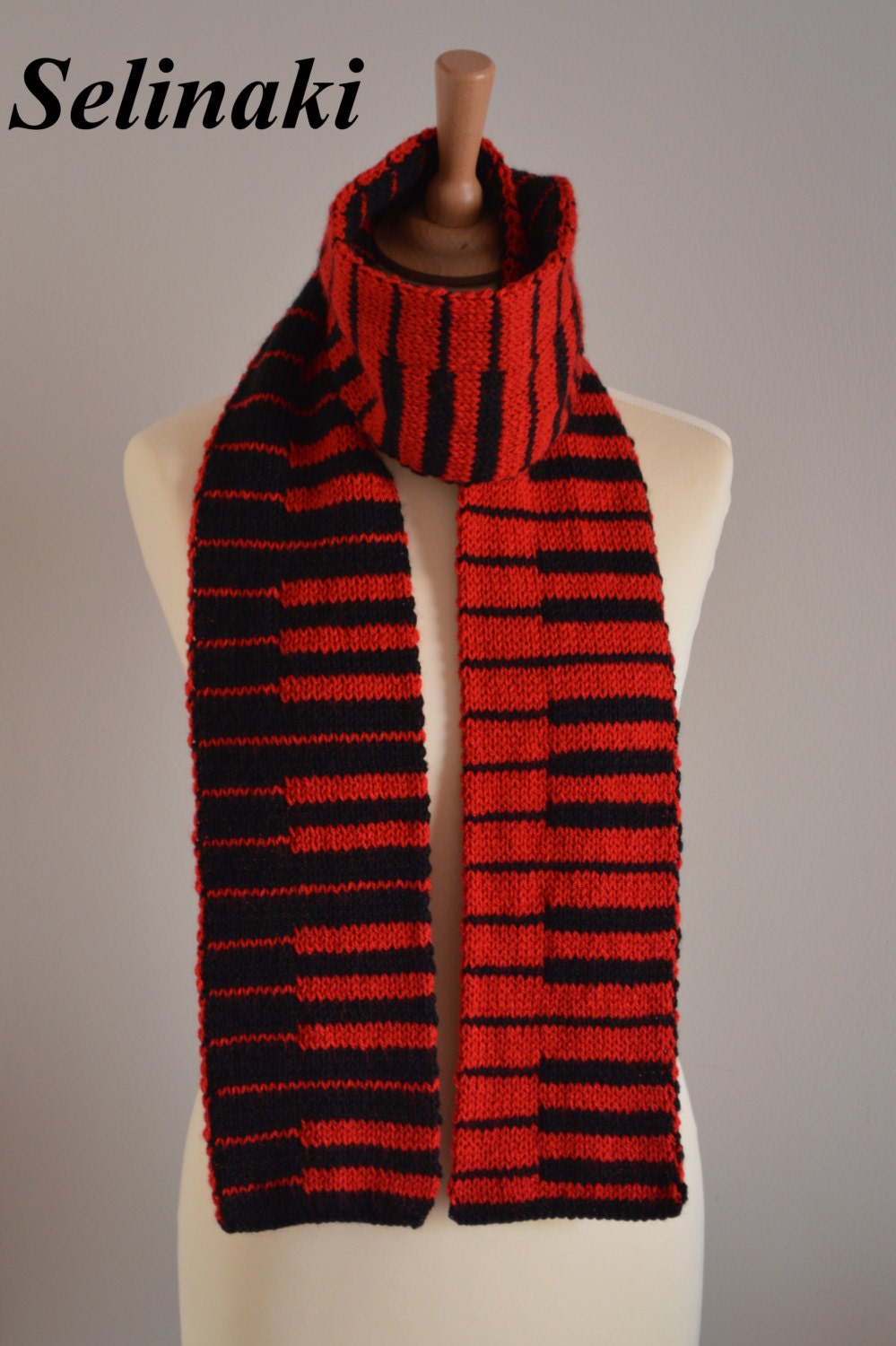 Knit Piano Scarf Black and Red Keyboard Etsy