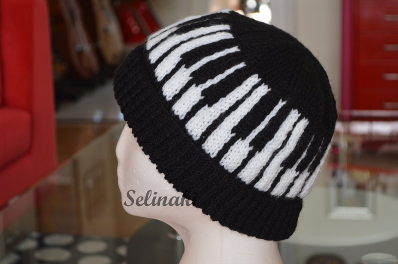 Piano Keyboard Knit Music Hat Beanie Double Band Etsy