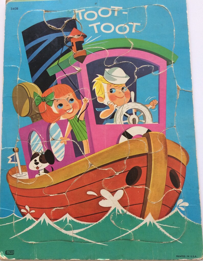 Vintage Childs Puzzle Lowe Puzzle Boy And Girl In Tug Boat Etsy