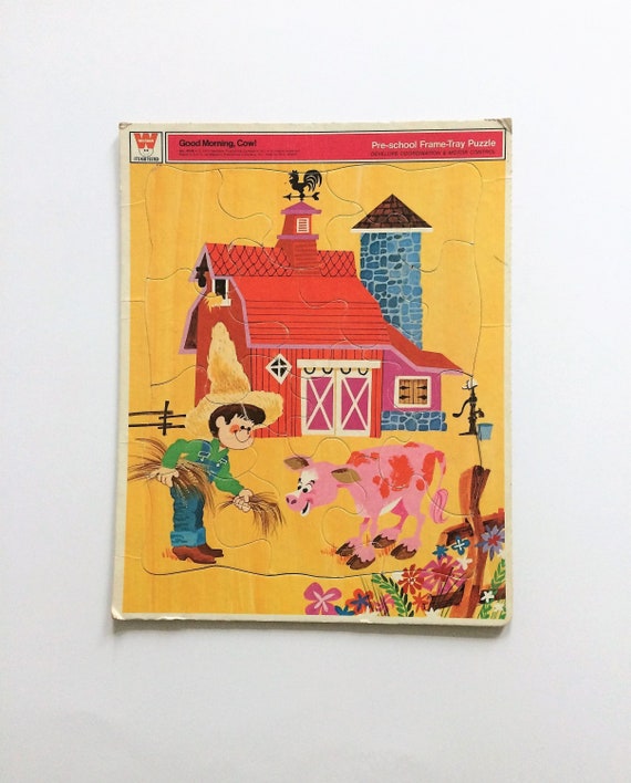 Vintage Whitman Frame Tray Puzzle Barnyard Farm Animals 1971 Etsy