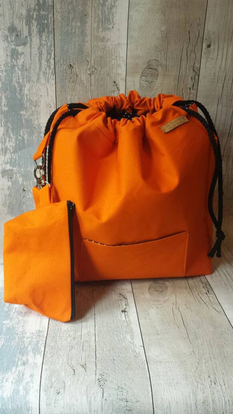 Large Drawstring Bag With Handles Canvas Knitting Bag Unisex Etsy