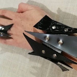 Black leather bracelet and ring, genuine leather wristband, first class leather cuff bracelet, wrist band,