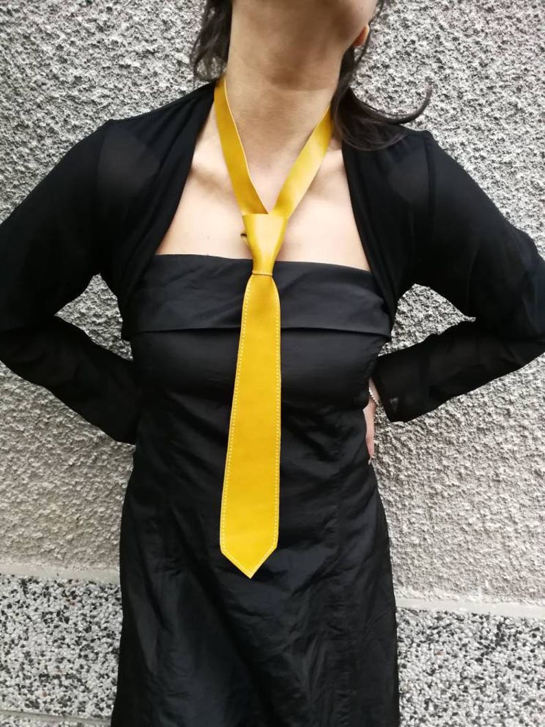 Evening Necklace Statement Jewellery Gift for Her statement leather necklace yellow necklace Leather Jewellery