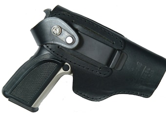 CZ 75 Compact Belt Slide Right and Left Hand Holster Black Leather Slide Guard