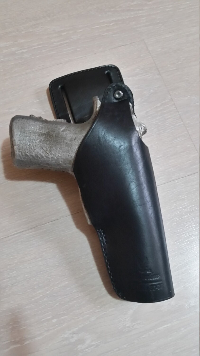 CZ 75 Belt Slide Right Hand Holster Black Leather, extended holster,
