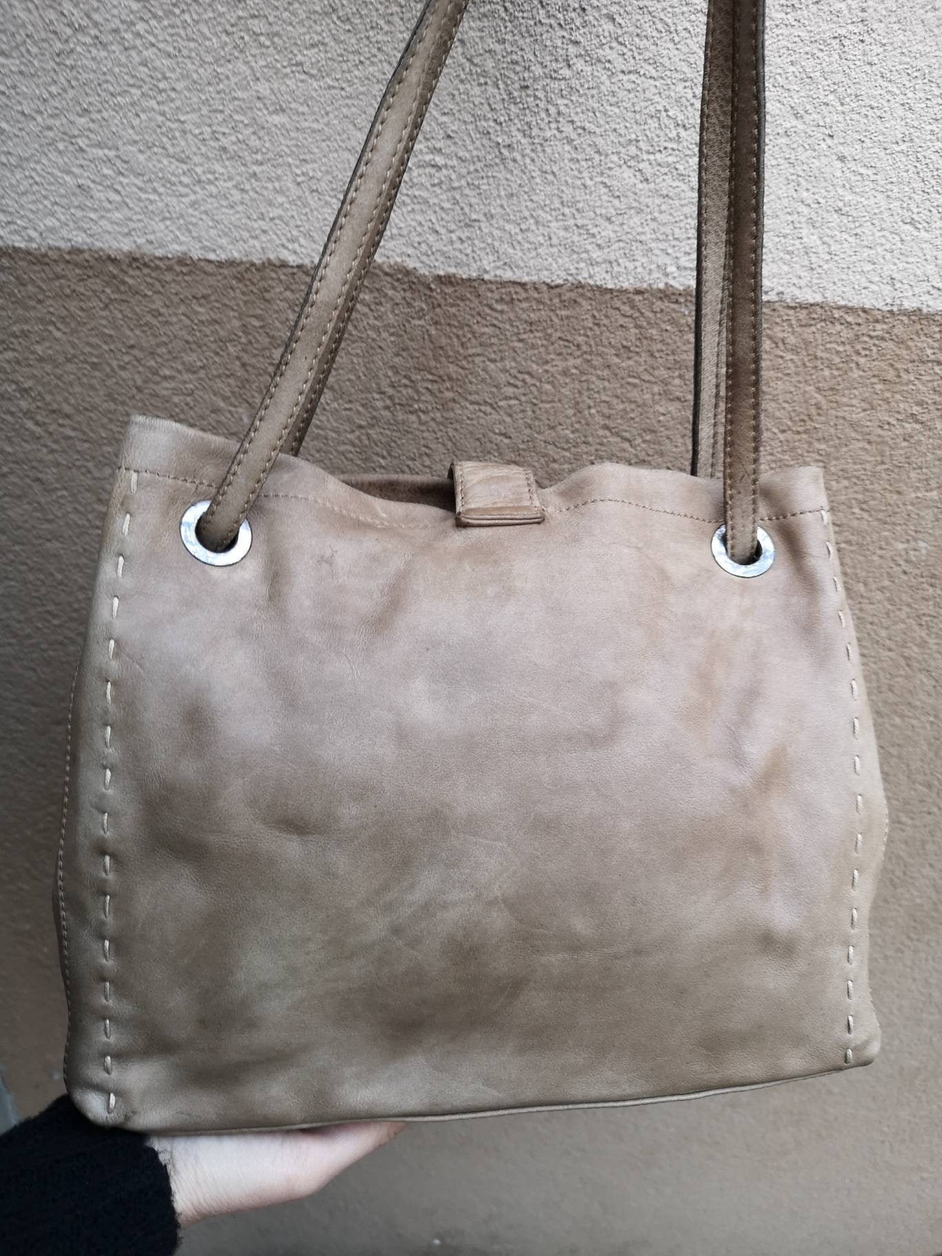 Vintage Timberland lederen tas beige tas - Nederland