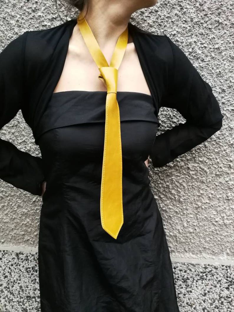 Evening Necklace Statement Jewellery Gift for Her statement leather necklace yellow necklace Leather Jewellery