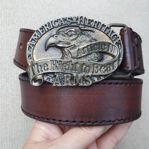 Handmade Genuine Leather belt, Solid Buckle, Brown Belt, Genuine leather belt with solid brass buckle,