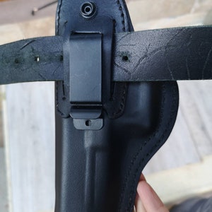 Funda de cuero negro para cinturón, hecha a mano, para Glock 17, para mano derecha imagen 5