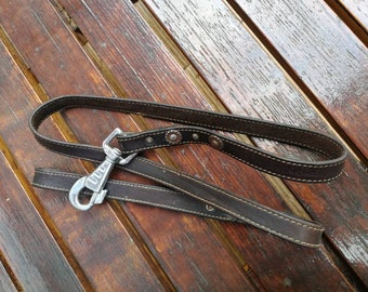 Full Grain Leather Dog Lead - Stitched All-Weather Grip