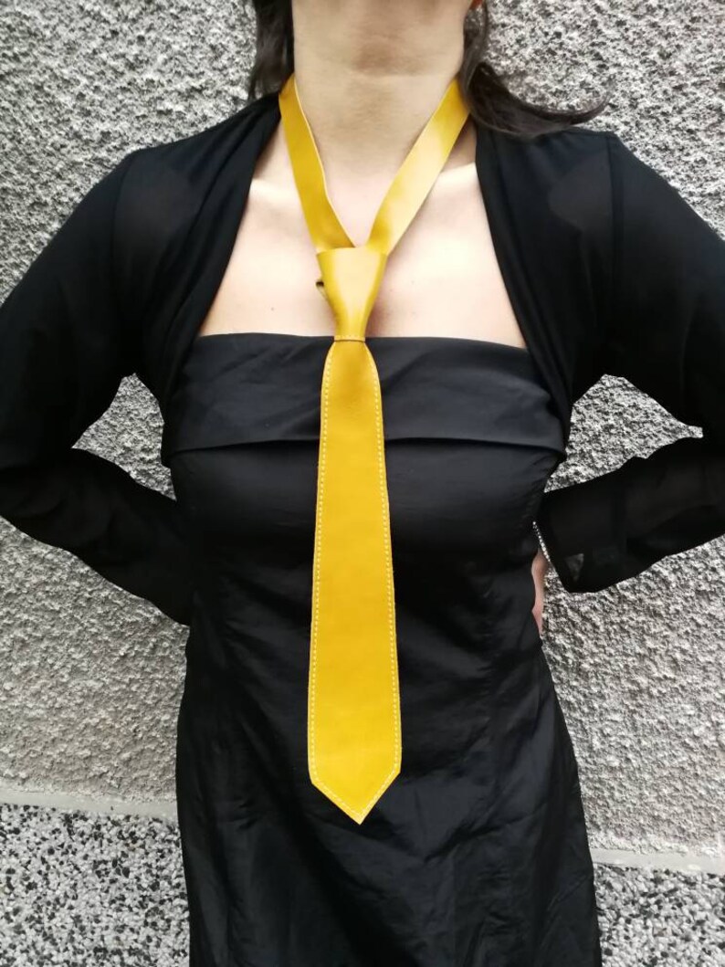 Evening Necklace Statement Jewellery Gift for Her statement leather necklace yellow necklace Leather Jewellery