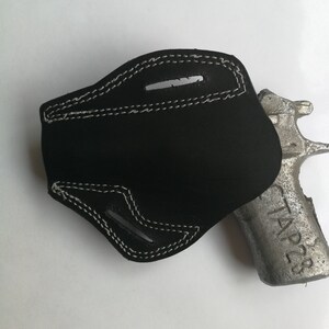 Funda CZ 75, tipo pancake de cuero negro, para diestros imagen 5