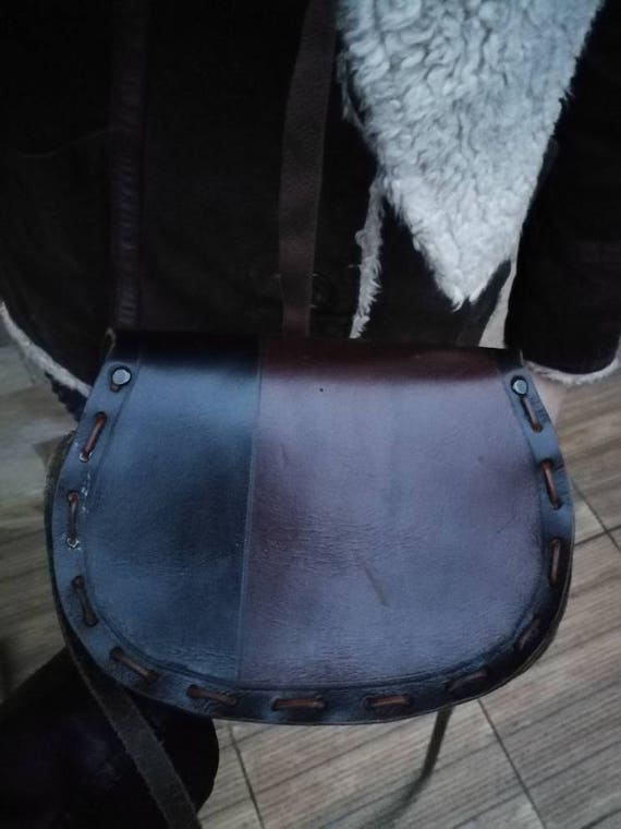 Leather Bag Vintage Saddle Bag, leather Messanger, - image 3