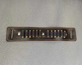 Leather Bandolier, custom, genuine leather, bandolier belt, 12 revolver cartridges