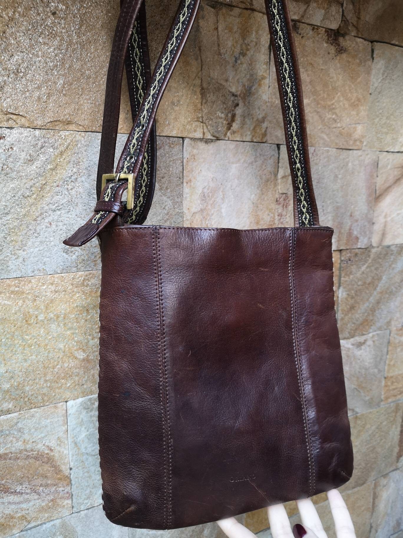 Brown Leather Bag Vintage Leather Bag Travel Shoulder Bag Etsy