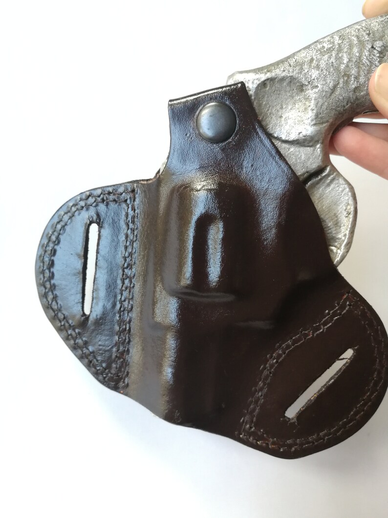 Handmade Leather Pancake Holster for 2-4 Inch Revolvers image 3