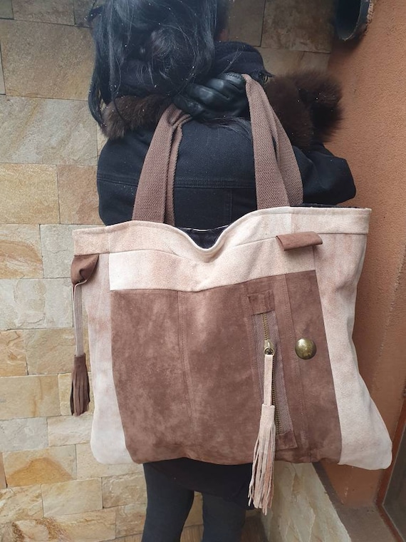 large brown leather tote bag shopper, Brown Should