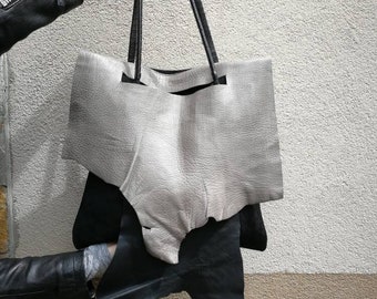 Real leather tote bag, Black bag, tote bag, Women Carry Bag, Office leather Bag, Everyday Bag