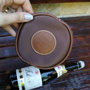 Lancel Paris Wine carrier, wine bag, gift for wine lovers, Brown canvas and leather wine bag, Canvas Whiskey Carrier, Wine Gift Bag, Vintage