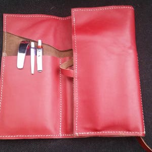 Leather pen case, Leather pencil case, Pencil holder, Pen holder, Roll Case, Leather roll holder. Leather artist roll, tool roll case. image 1