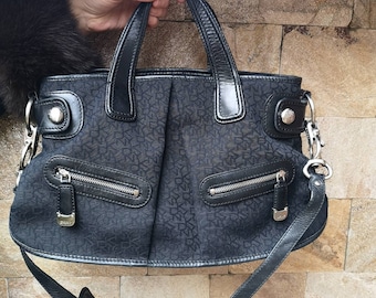 Sac à bandoulière DKNY en cuir noir vintage