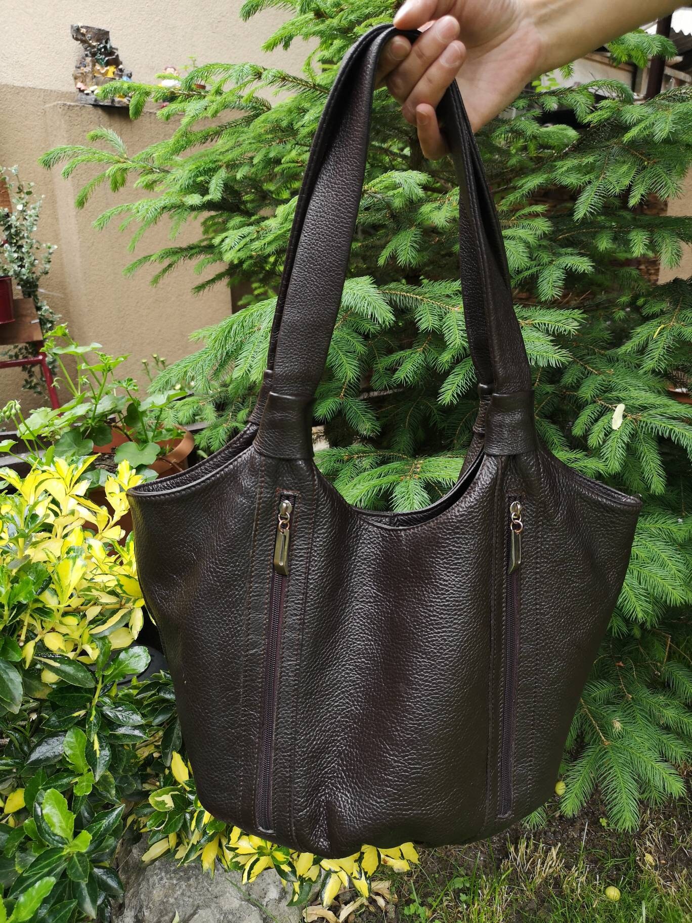 Vintage Leather Bag Fine Dark Brown Leather Bag Vintage - Etsy