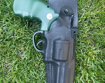 Handmade Black Leather 4" Revolver Holster, Right Hand Belt Slide