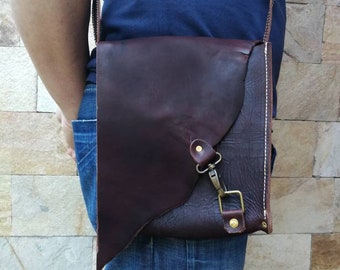 Handgemachte Leder Messenger Bag, einzigartige braun Leder Crossbody Schulter Messenger Bag