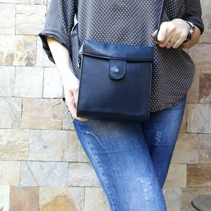 Bolsa Adolf de couro Bolsa de couro vintage vintage, bolsa de viagem, bolsa feminina, bolsa de couro azul, bolsa de couro genuíno, bolsa pequena.