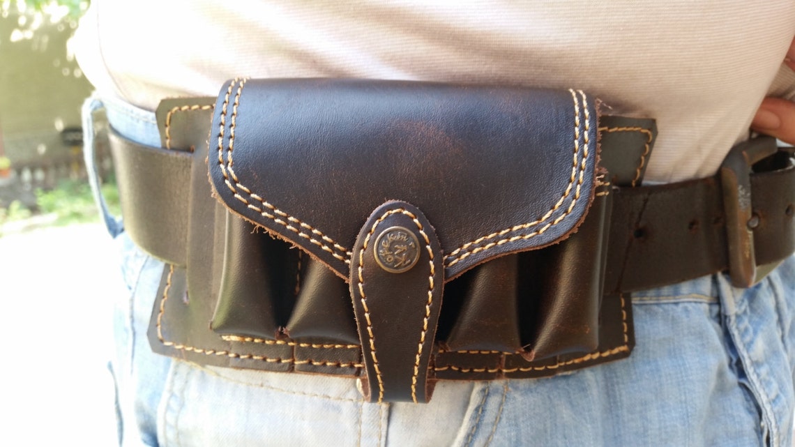 Leather Bandolier, Custom, Genuine Leather, Bandolier Belt, 5 Hunting ...