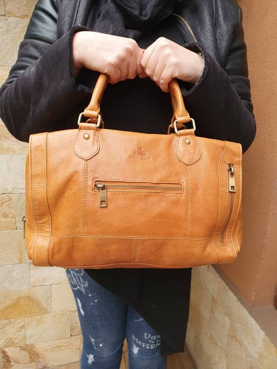 Vintage Tan Leather Bag, Vintage Saddle Bag, Tan l