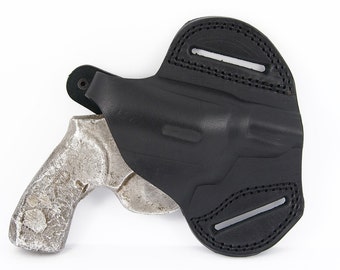 Custom made holster for 2 and 4 Inch revolvers, pancake style, Belt Holster, Owb Leather, Smith Wesson 38. & 3.57