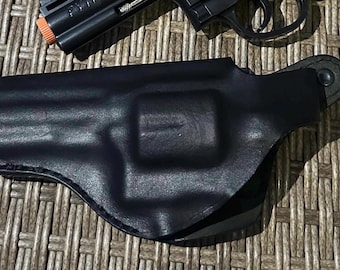 Handgefertigtes Revolverhalfter aus Leder mit 6,5 cm Gürtellasche für linke Hand