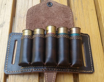 Leather Bandolier, custom, genuine leather, bandolier belt, 5 hunting cartridges