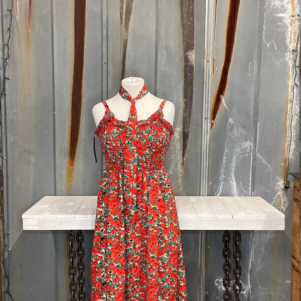 Fully Smocked Dress with Floral Heart Embroidery main image 1