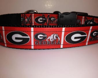 University of Georgia Bulldogs dog collar Adjustable nylon Handmade in US