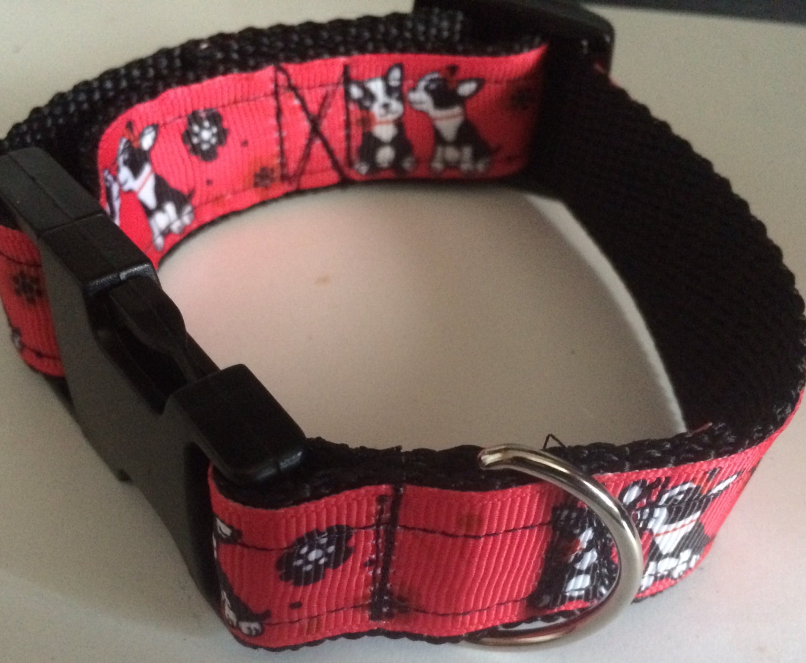 Handmade Boston Terrier nylon dog collar. Etsy