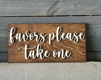 Favor Wedding Wood Sign, Bar Sign, Wood Guest Book, Alternative Guest Book, Wedding Sign, Please Take One, Reception Sign