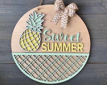 Pineapple Door Hanger, Summer, Welcome, Hello Summer, Front Door Hanger, Sweet Summer