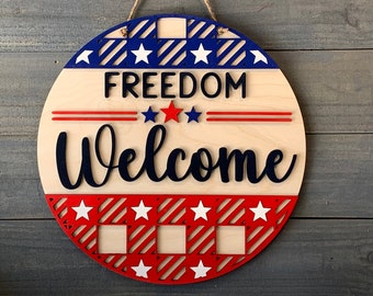 America Door Hanger, 'Merica, July 4th, Wooden Door Hanger, Freedom, Welcome