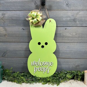 Easter Door Hanger, Wooden Welcome Sign, Peeps, Spring, Easter, He Is Risen, Easter Decorations, Bunny Door Hanger