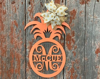 Pineapple Door Hanger, Wood, Monogram Door Hanger